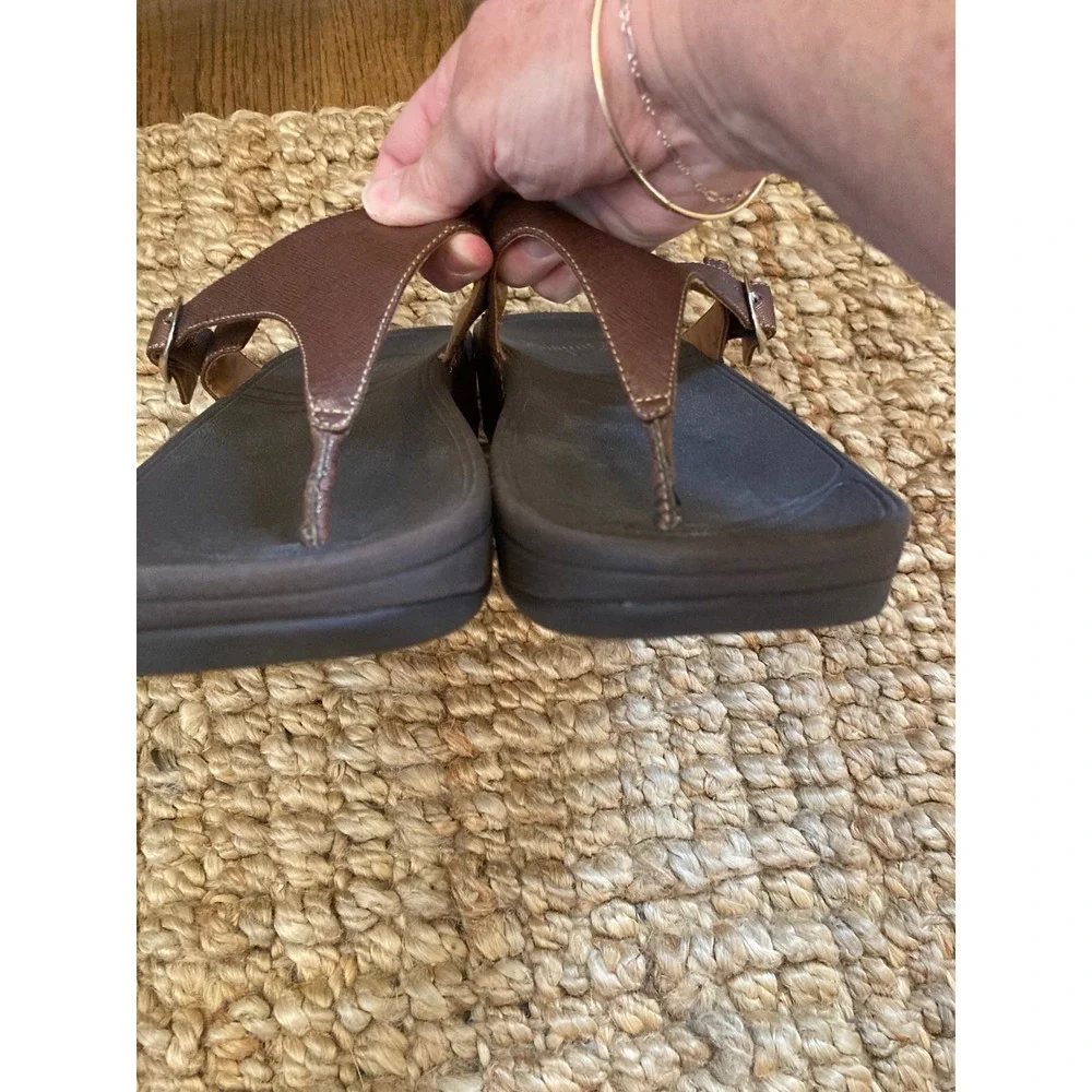 FitFlop Pietra Bronze Metallic Thong Sandals Womens 10 Microwobbleboard 458-012‎